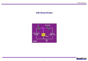 ESD Protection ESD Stress Models 1 l ESD ESD Protection ESD Stress Models 1 l ESD