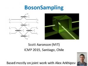 Boson Sampling Scott Aaronson MIT ICMP 2015 Santiago