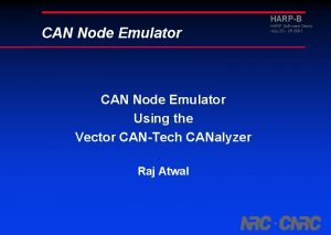 HARPB CAN Node Emulator Using the Vector CANTech