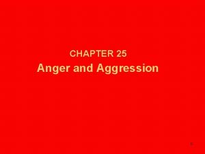 CHAPTER 25 Anger and Aggression 0 Anger and