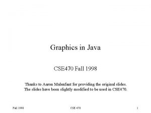 Graphics in Java CSE 470 Fall 1998 Thanks