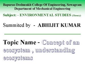 Bapurao Deshmukh College Of Engineering Sewagram Department of