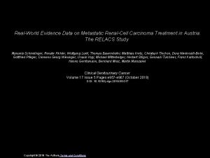 RealWorld Evidence Data on Metastatic RenalCell Carcinoma Treatment