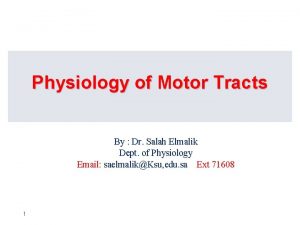 Physiology of Motor Tracts By Dr Salah Elmalik