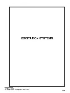 EXCITATION SYSTEMS Copyright P Kundur This material should