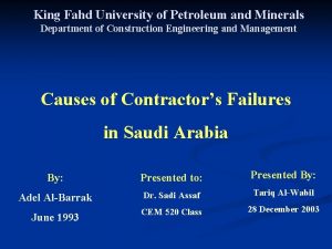 King Fahd University of Petroleum and Minerals Department