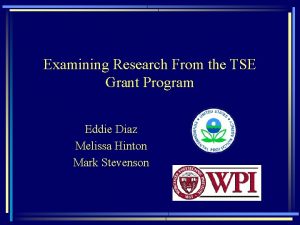 Examining Research From the TSE Grant Program Eddie