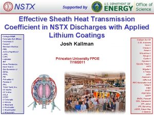 NSTX Supported by Effective Sheath Heat Transmission Coefficient