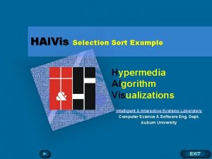HAl Vis Selection Sort Example Hypermedia Algorithm Visualizations