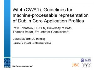 WI 4 CWA 1 Guidelines for machineprocessable representation