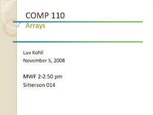 COMP 110 Arrays Luv Kohli November 5 2008