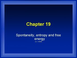 Chapter 19 Spontaneity entropy and free energy rev