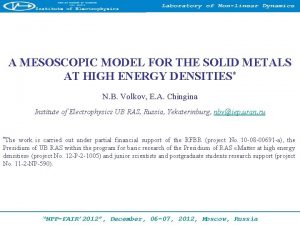 A MESOSCOPIC MODEL FOR THE SOLID METALS AT