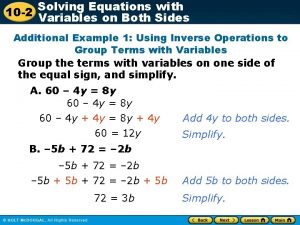 Solving Equations with 10 2 Variables on Both
