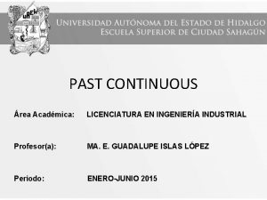 PAST CONTINUOUS rea Acadmica LICENCIATURA EN INGENIERA INDUSTRIAL