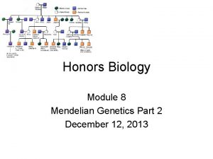 Honors Biology Module 8 Mendelian Genetics Part 2