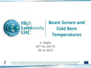 Beam Screen and Cold Bore Temperatures V Baglin