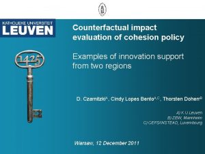 Counterfactual impact evaluation of cohesion policy Examples of