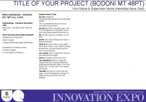 TITLE OF YOUR PROJECT BODONI MT 48 PT