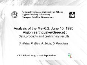 National Technical University of Athens Higher Geodesy Laboratory