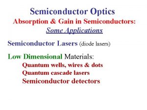 Optical loss and gain in semiconductors