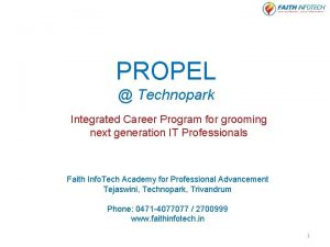 PROPEL Technopark Integrated Career Program for grooming next