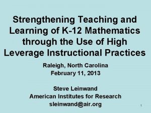 Strengthening Teaching and Learning of K12 Mathematics through