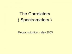 The Correlators Spectrometers Mopra Induction May 2005 Frequency