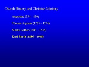 Church History and Christian Ministry Augustine 354 430