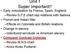 Unit 1 Super Important Early colonization by France
