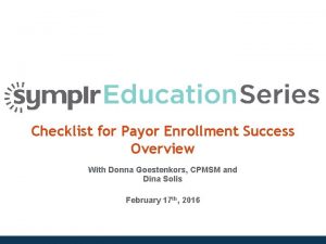 Payor enrollment