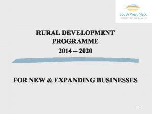 1 New Rural Development Programme LEADER 2014 2020
