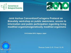 Joint Aarhus ConventionCartagena Protocol on Biosafety workshop on