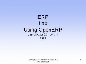 ERP Lab Using Open ERP Last Update 2014