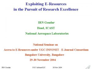 Exploiting EResources in the Pursuit of Research Excellence