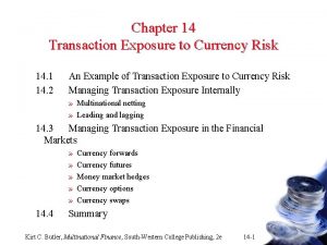 Chapter 14 Transaction Exposure to Currency Risk 14