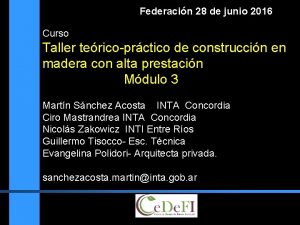 Federacin 28 de junio 2016 Curso Taller tericoprctico