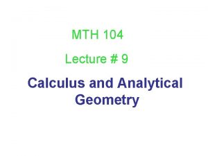 Calculus with analytic geometry examples
