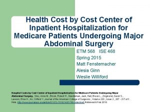 Health Cost by Cost Center of Inpatient Hospitalization