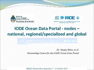 IODE Ocean Data Portal nodes national regionalspecialized and