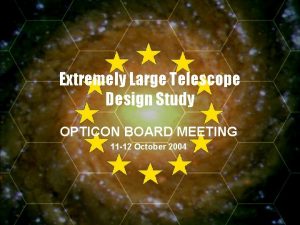 Extremely Large Telescope Design Study OPTICON BOARD MEETING