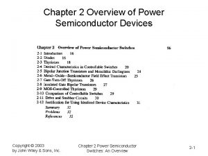 Power semiconductor devices lecture notes