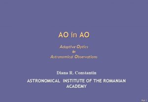 AO in AO Adaptive Optics in Astronomical Observations