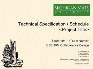 Technical Specification Schedule Project Title Team Team Name