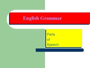English Grammar Parts of Speech Eight Parts of