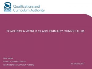 World class curriculum