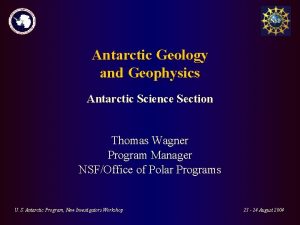 Antarctic Geology and Geophysics Antarctic Science Section Thomas