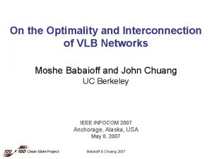 On the Optimality and Interconnection of VLB Networks