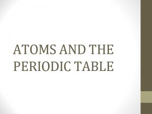 Families and periods of the periodic table