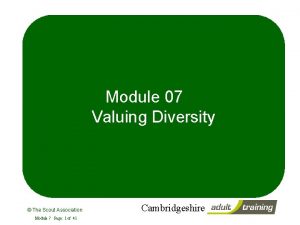 Module 07 Valuing Diversity The Scout Association Module